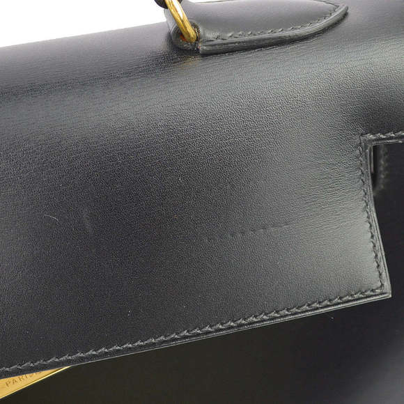 HERMES 1996 Black Box Calf Kelly 32 Sellier 113468 - Picture 7 of 10